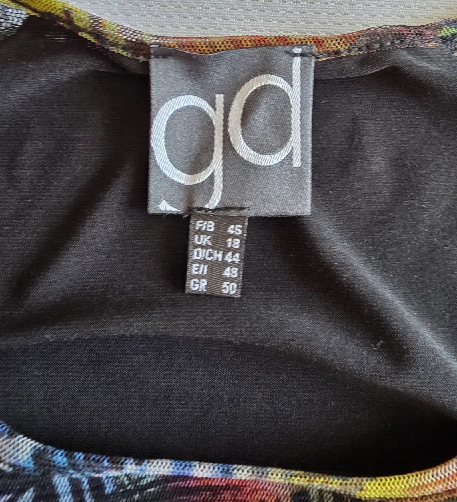 Meerkleurige tule jurk met voering Guy Dubouis 44 46 korte grafische jurk – photo 8